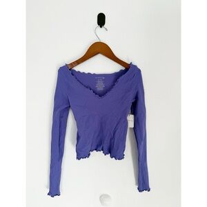 Stylish Purple Scalloped Crop Top